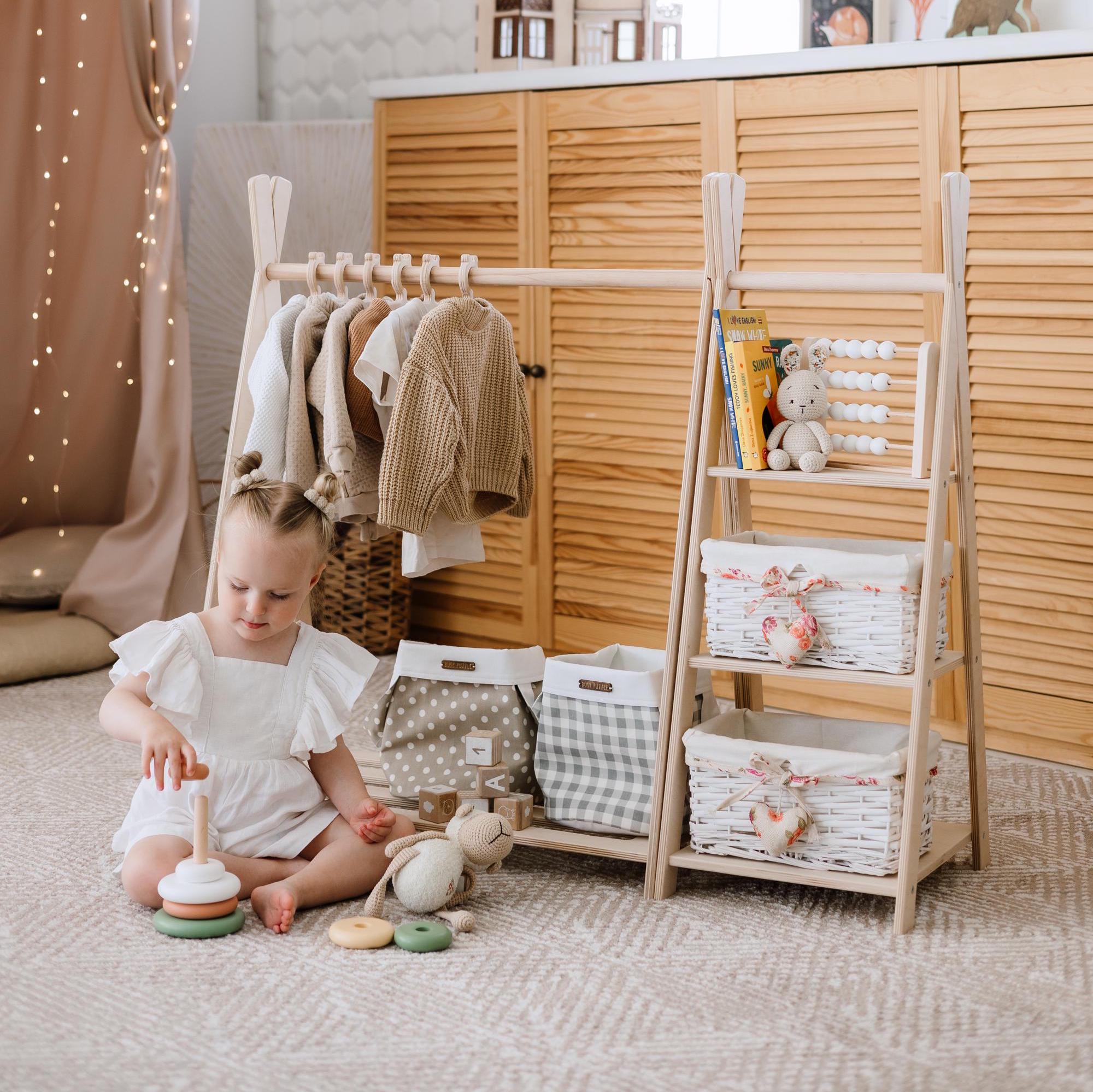 Kids Clothing Rack with Shelves and Hangers