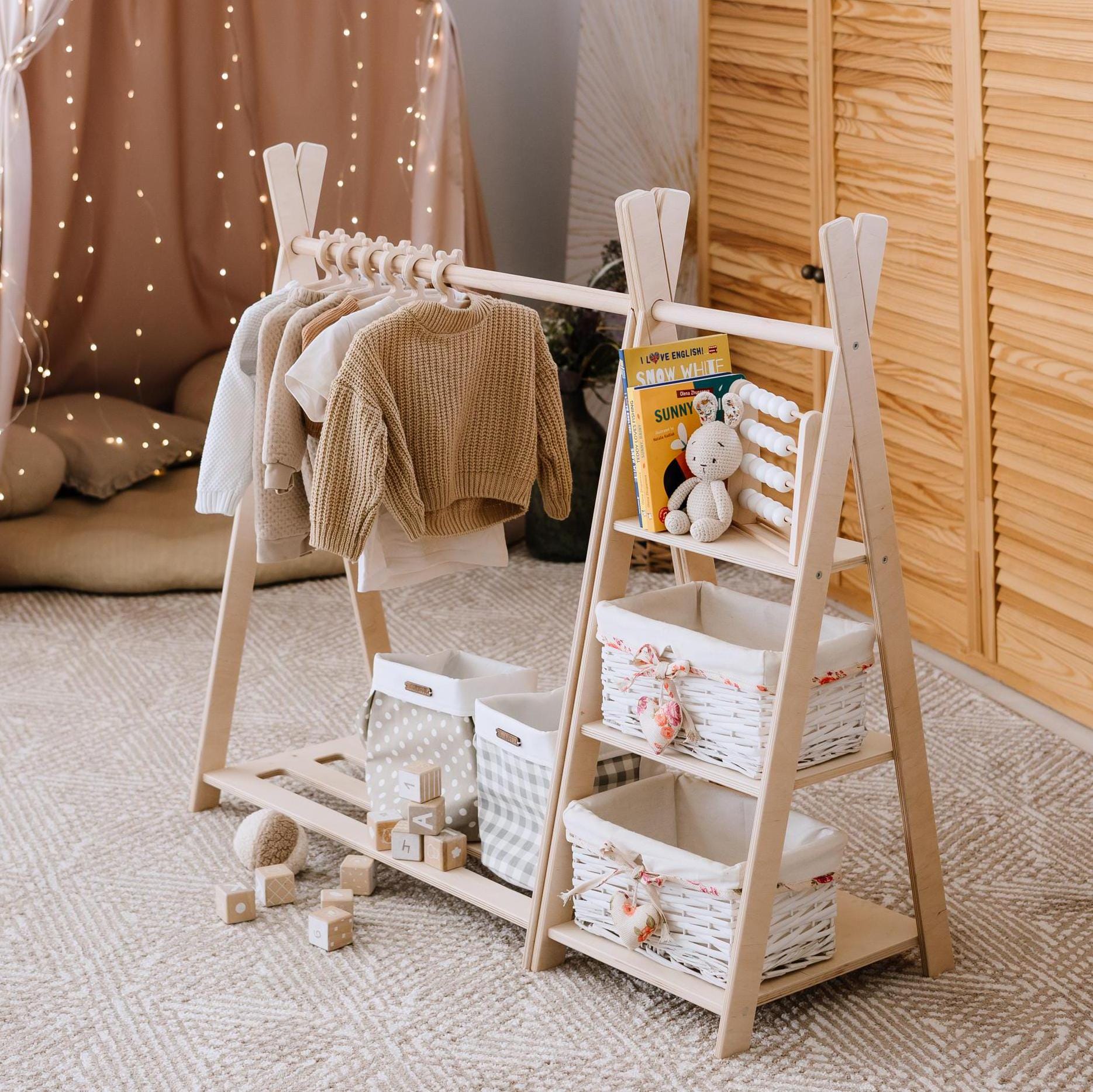 Kids Clothing Rack with Shelves and Hangers