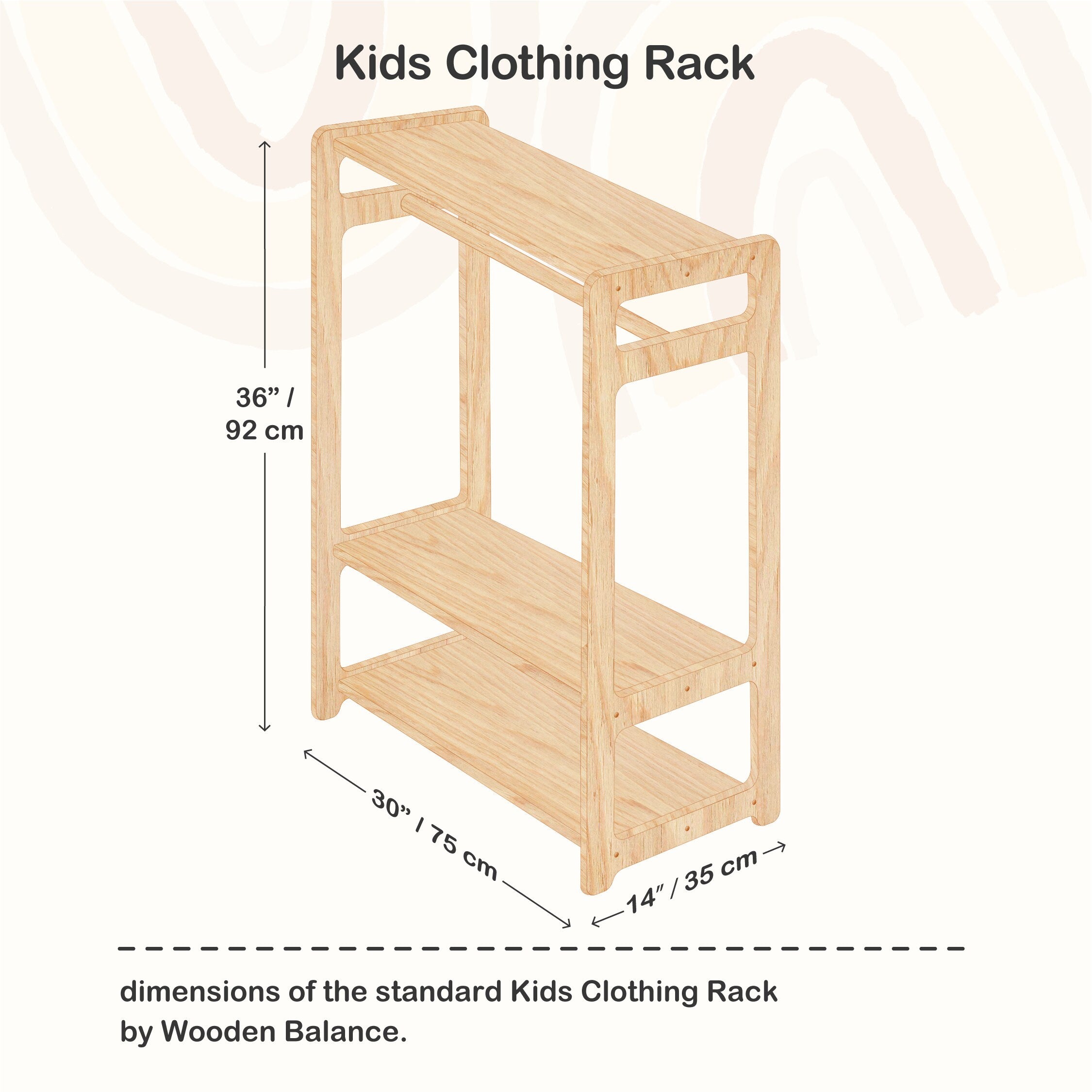 Set of 3 Shelves: Toy Storage + Kid Clothing Rack