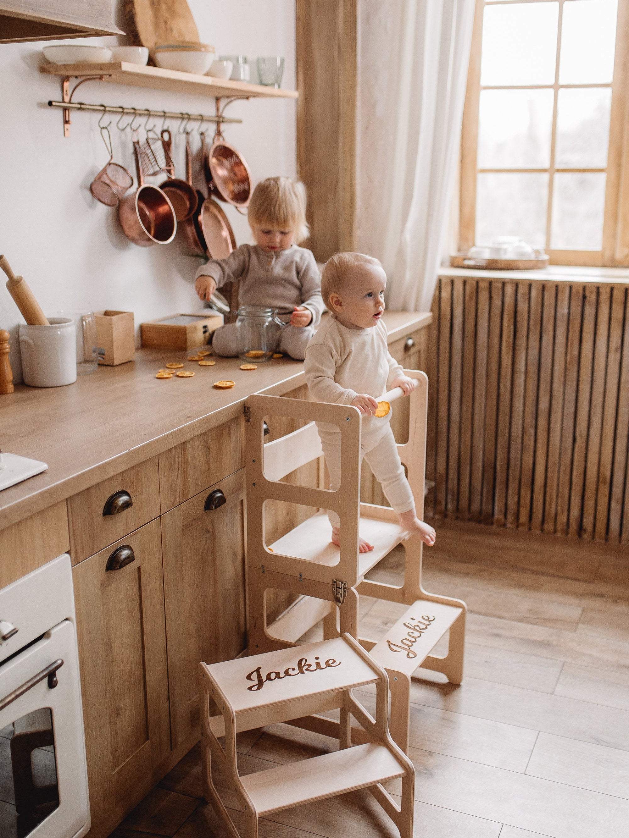 Set of 2 Items: Kitchen Tower + Step Stool