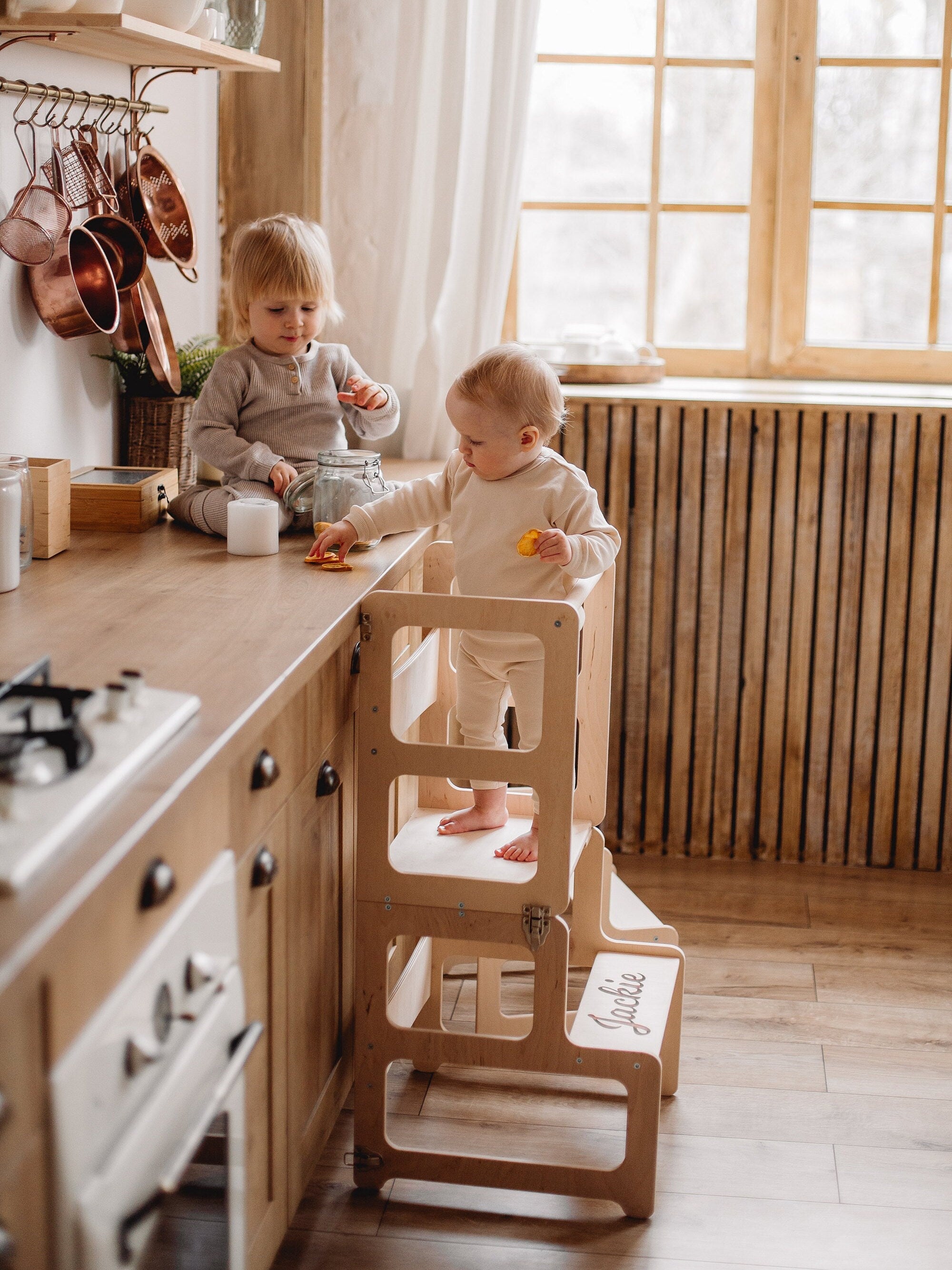 Set of 2 Items: Kitchen Tower + Step Stool