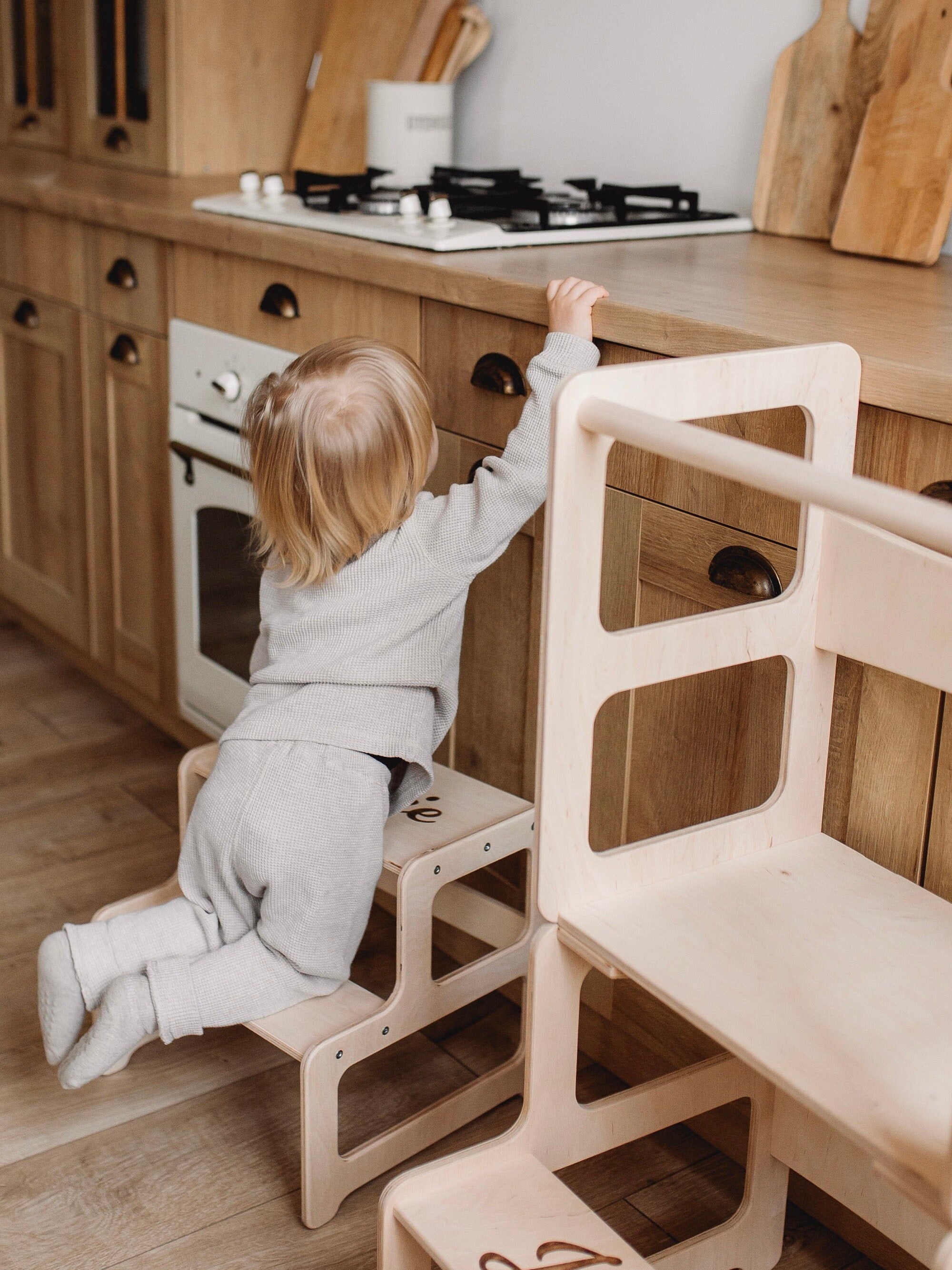 Set of 2 Items: Kitchen Tower + Step Stool