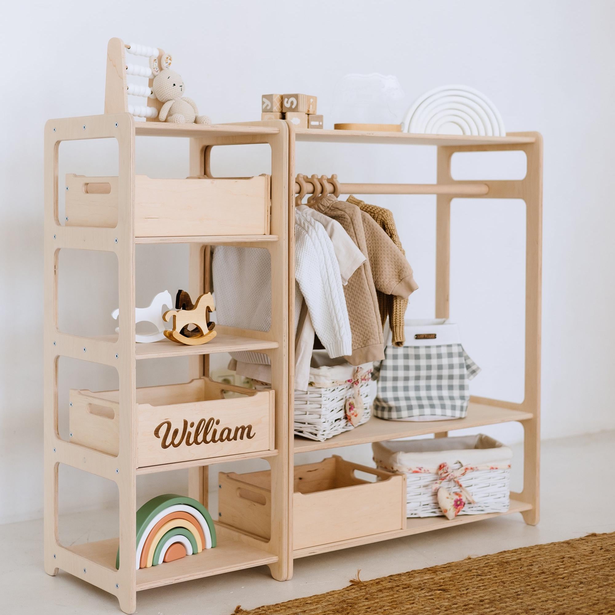 Large Toy Shelf + Wooden Clothing Rack