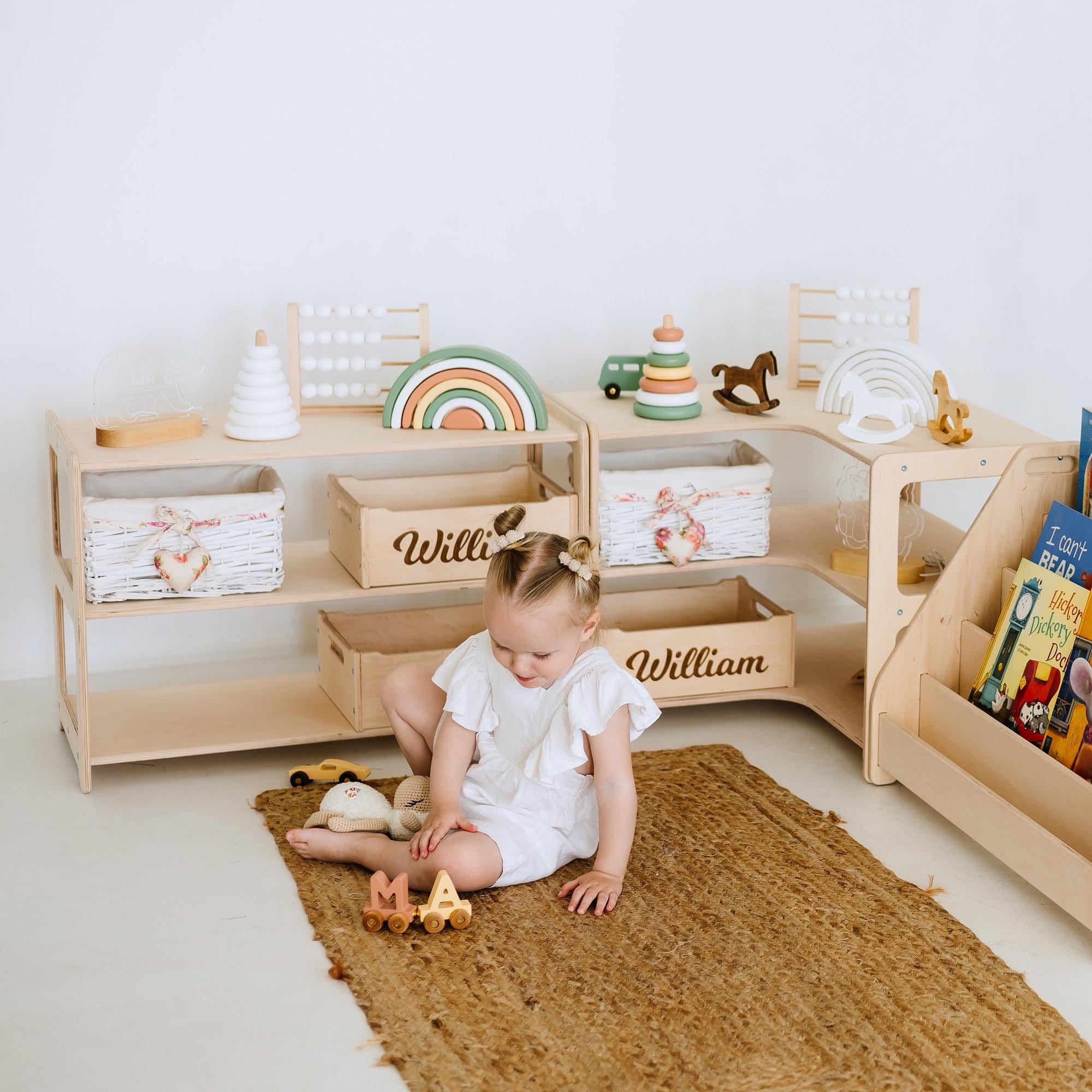 Montessori Bookshelf + Small Toy Shelf + Corner Toy Shelf