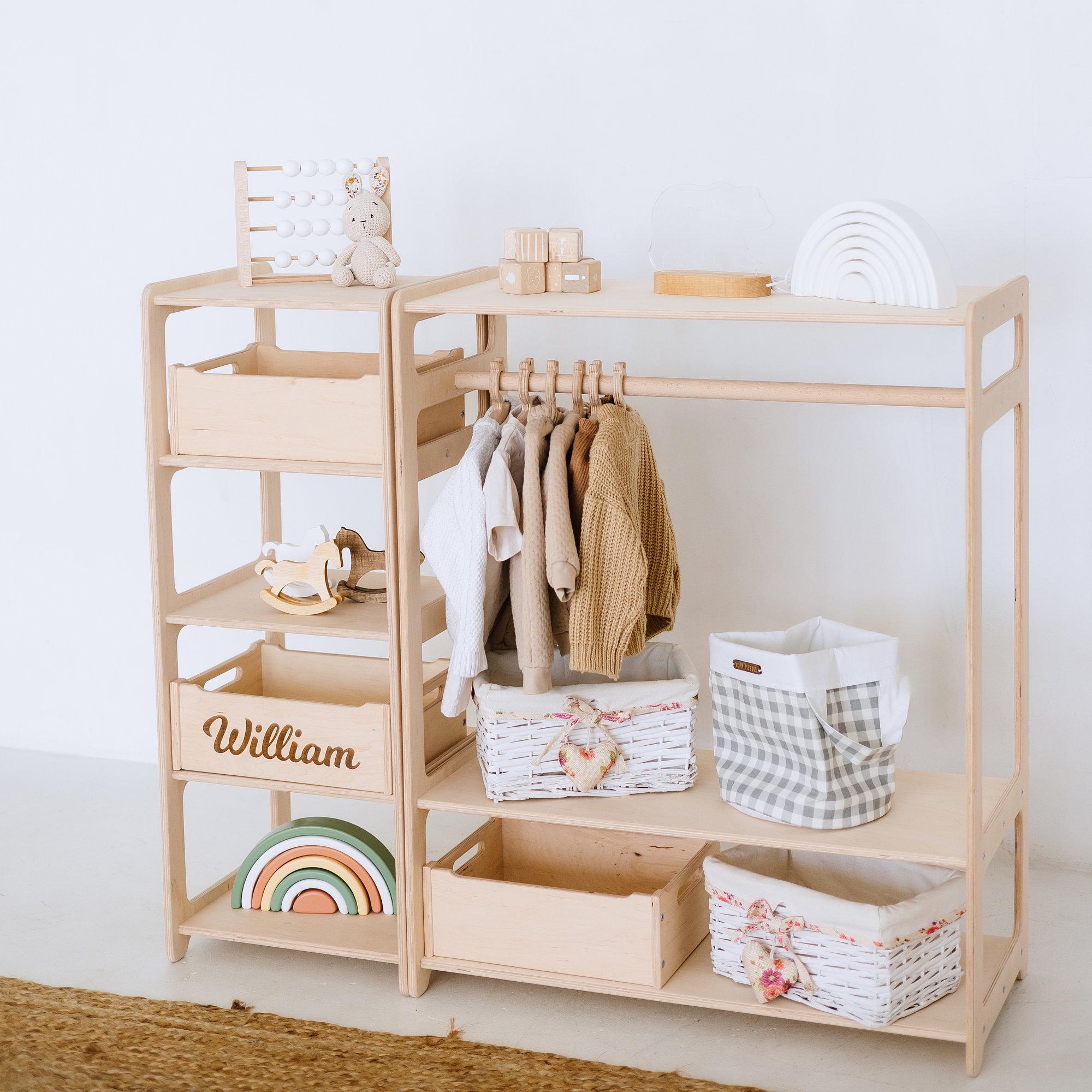 Large Toy Shelf + Wooden Clothing Rack