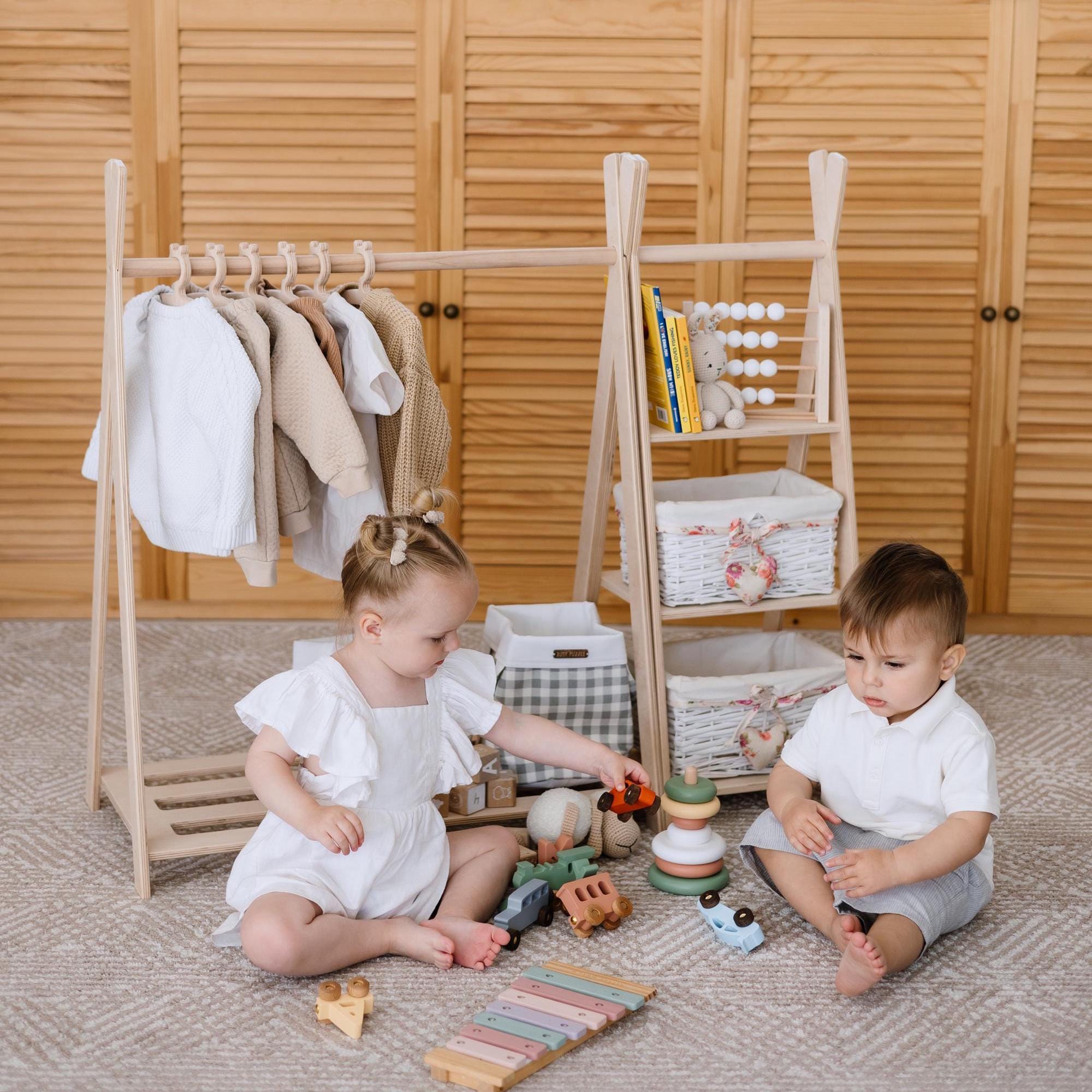 Kids Clothing Rack with Shelves and Hangers