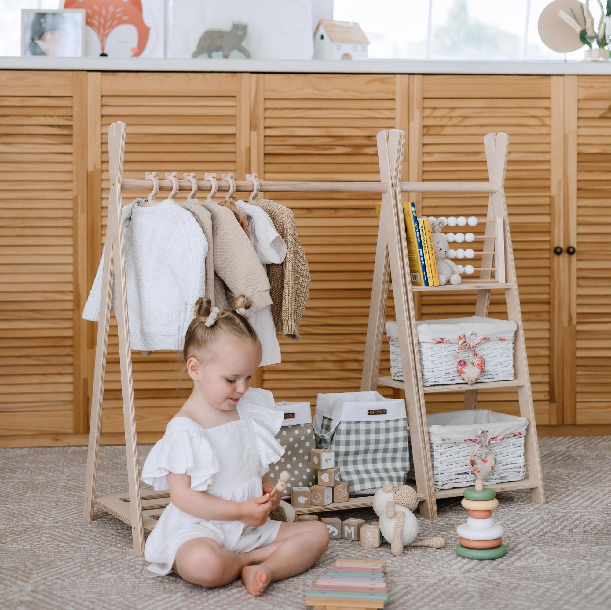 Kids Clothing Rack with Shelves and Hangers