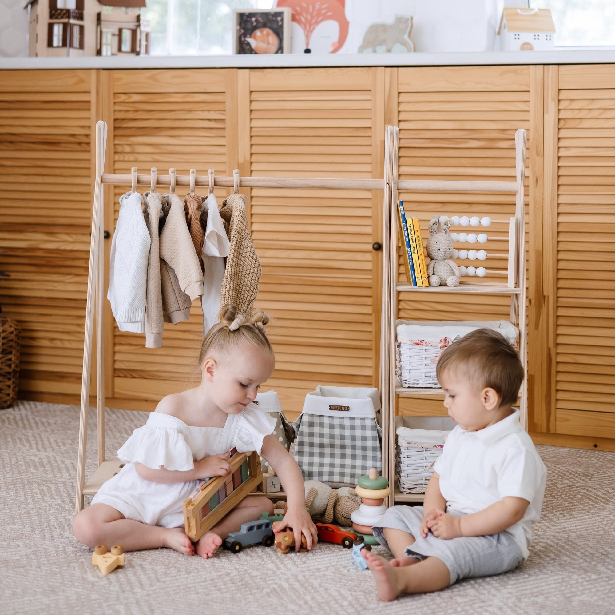 Kids Clothing Rack with Shelves and Hangers