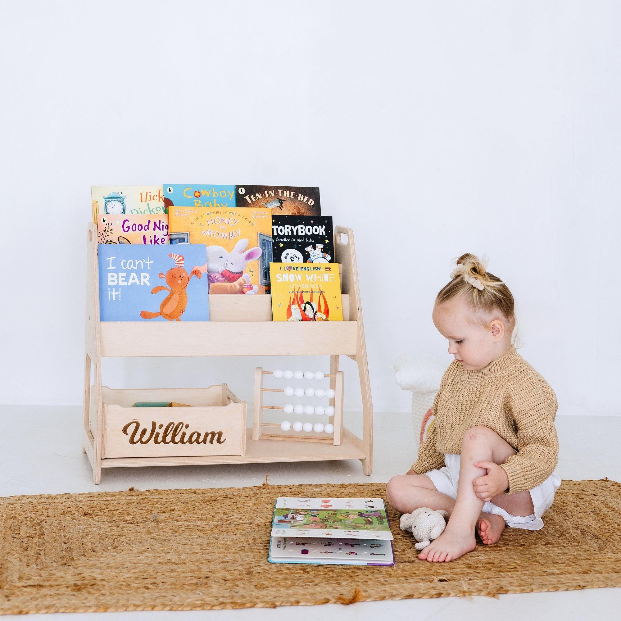 2-in-1 Kids Shelf, Montessori Bookshelf, Toy Storage, Wooden Shelf, Montessori Toy Shelf, Kids Bookcase, Montessori Furniture, Nursery Shelf