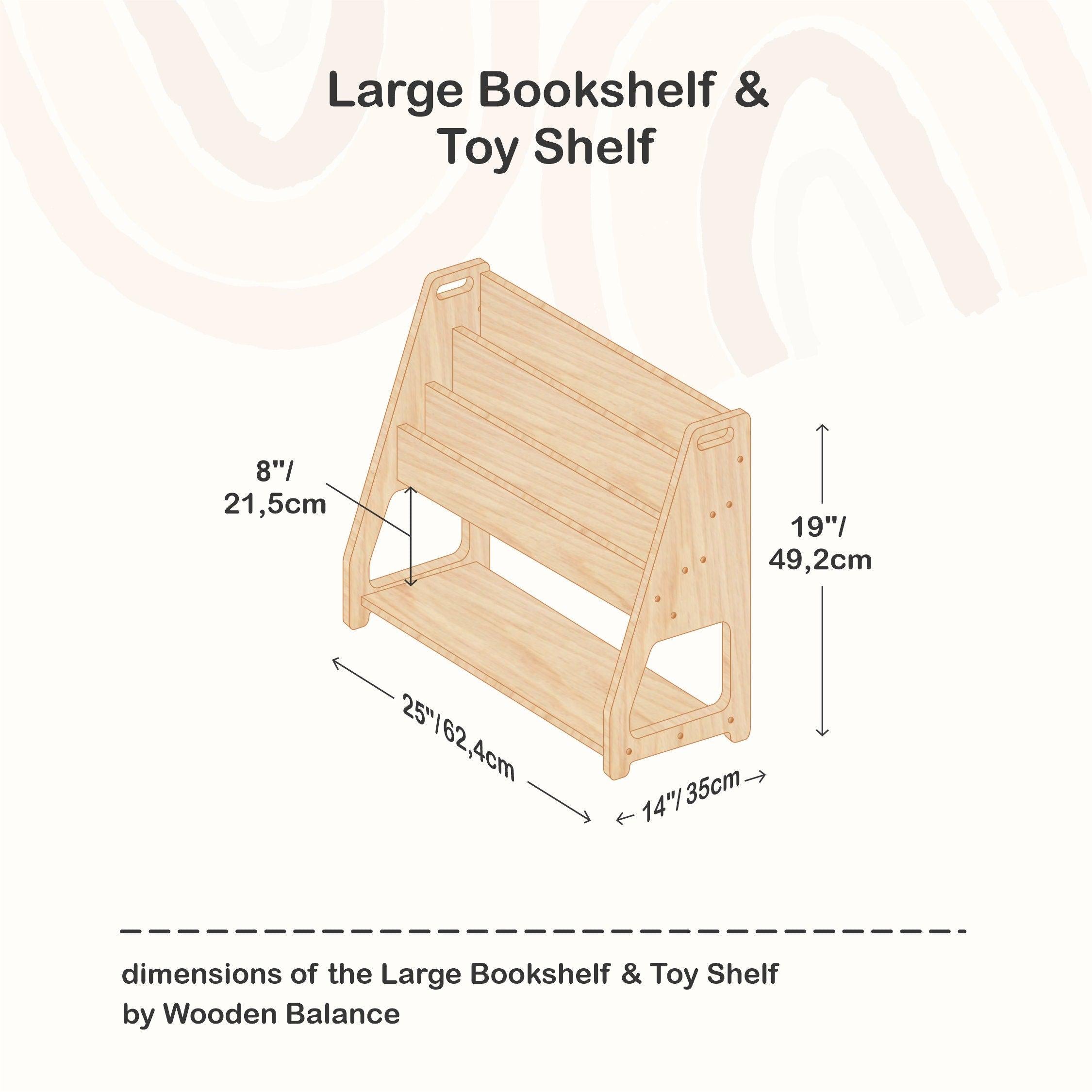 2-in-1 Kids Shelf, Montessori Bookshelf, Toy Storage, Wooden Shelf, Montessori Toy Shelf, Kids Bookcase, Montessori Furniture, Nursery Shelf