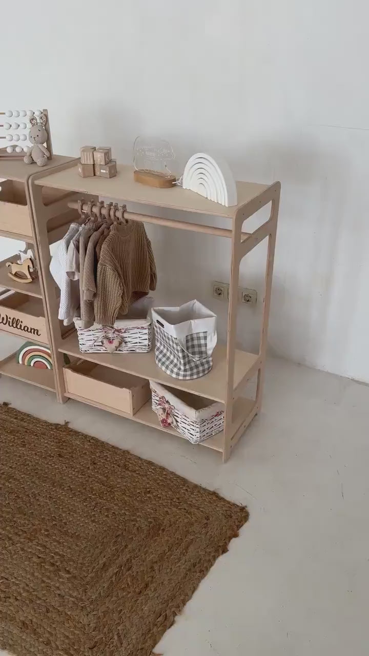 Large Toy Shelf + Wooden Clothing Rack