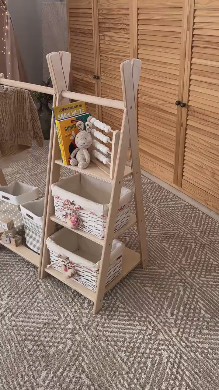 Kids Clothing Rack with Shelves and Hangers